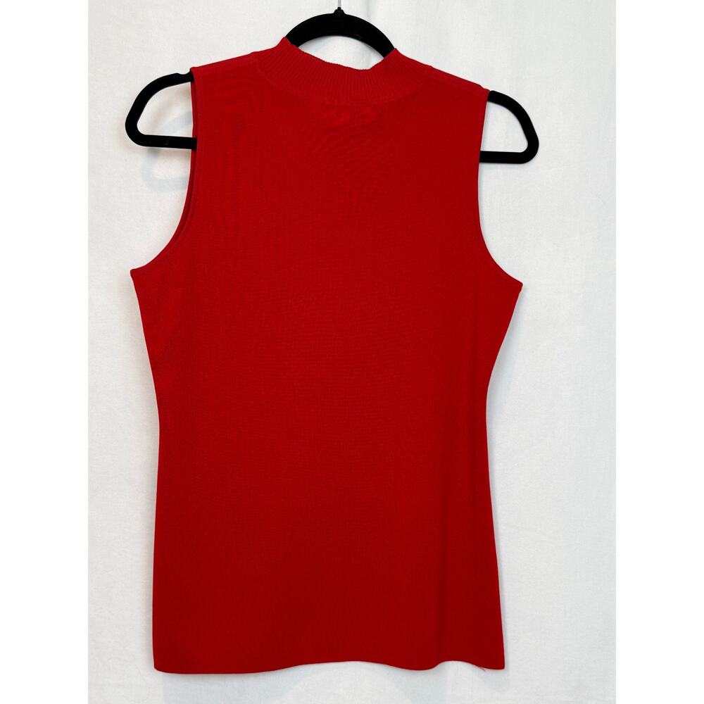 Misook Red Mock Neck Sleeveless Knit Top Side Slit Size M - Picture 2 of 7